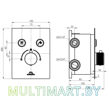 Смеситель Rubineta Thermo-2F (PM0015) картинка 4
